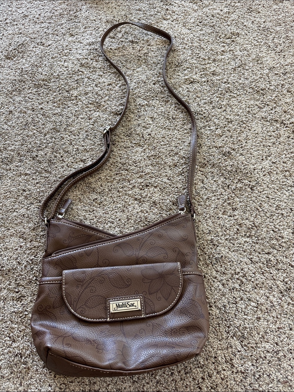 Brown Floral Crossbody Bag